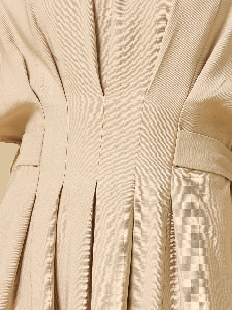 Pleated A-Line Dress with Tie-Up Back