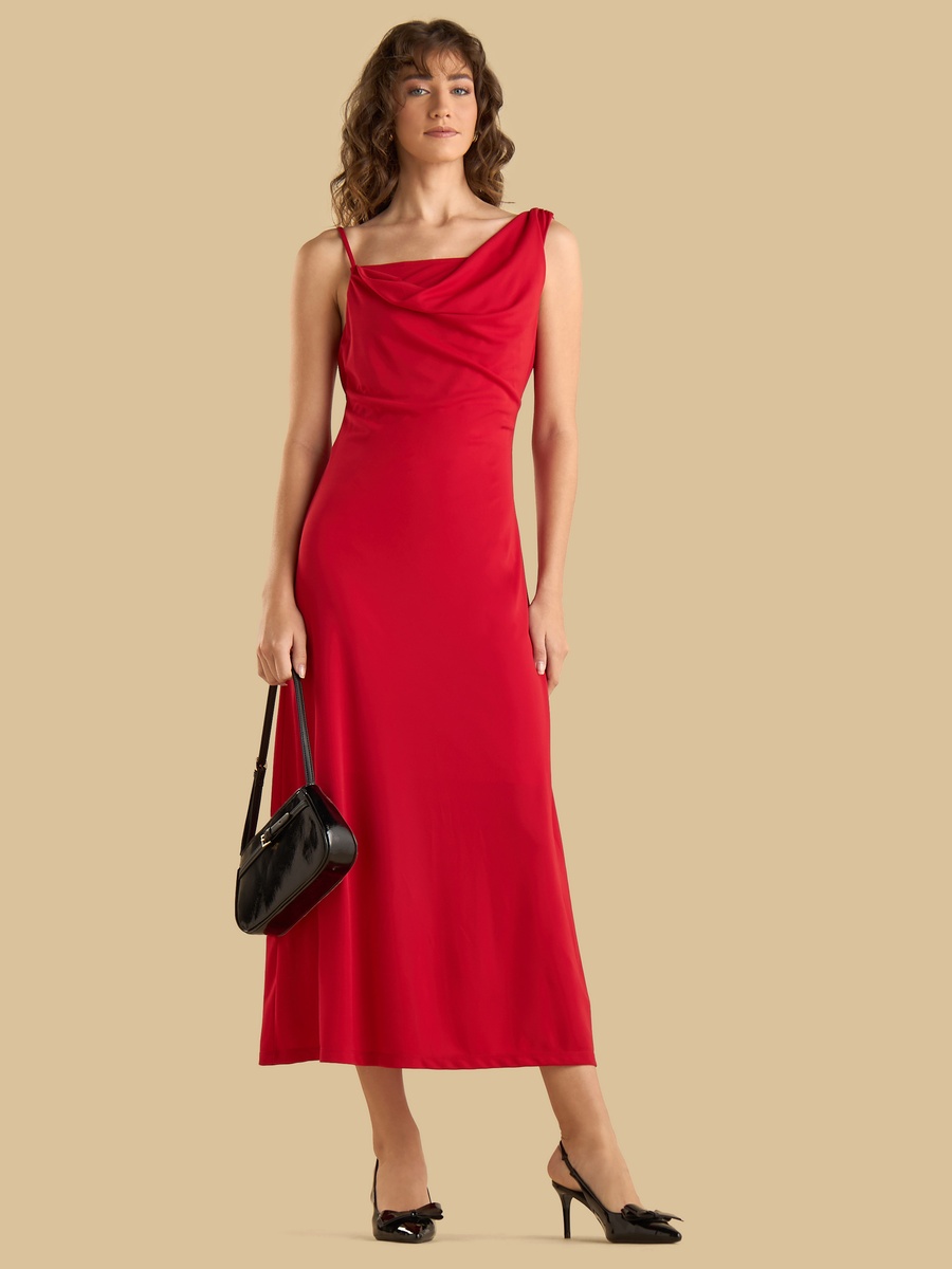 Ruched Sleeveless Midi Dress