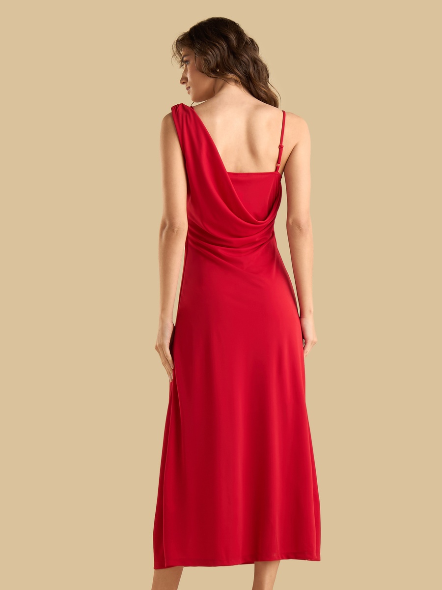 Ruched Sleeveless Midi Dress