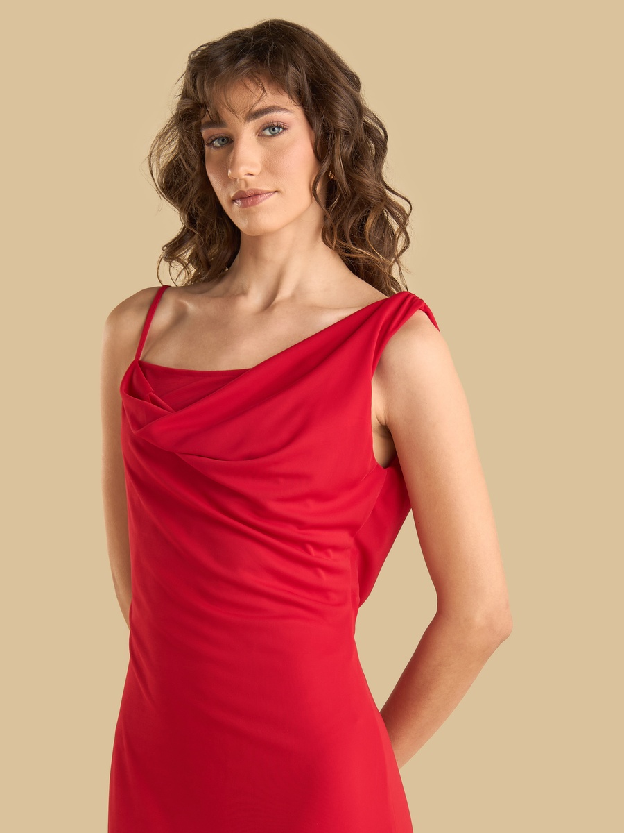 Ruched Sleeveless Midi Dress