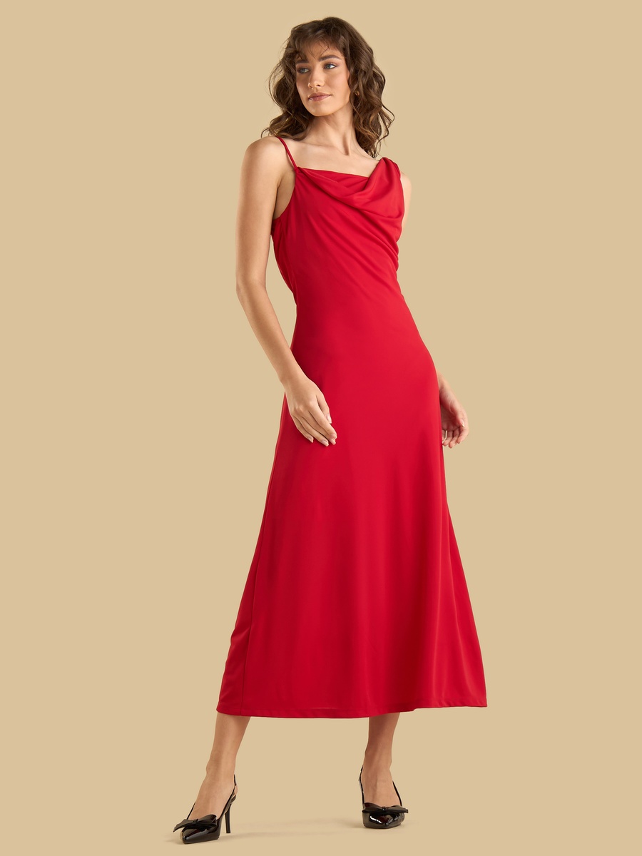 Ruched Sleeveless Midi Dress