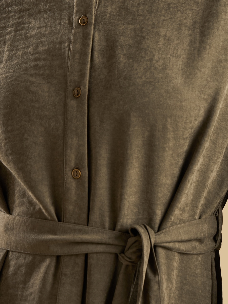 Suede Belted Shirt Dress