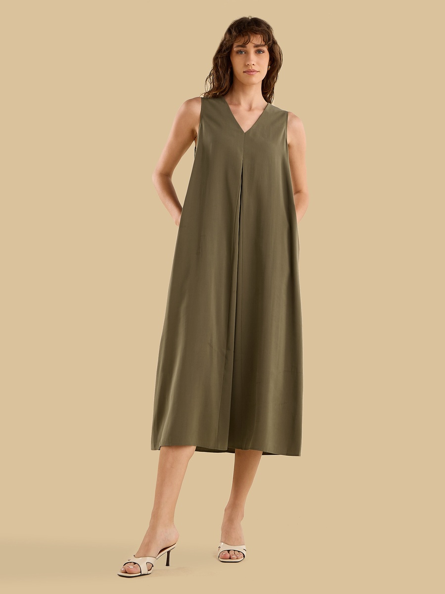 Cupro Sleeveless Midi Dress