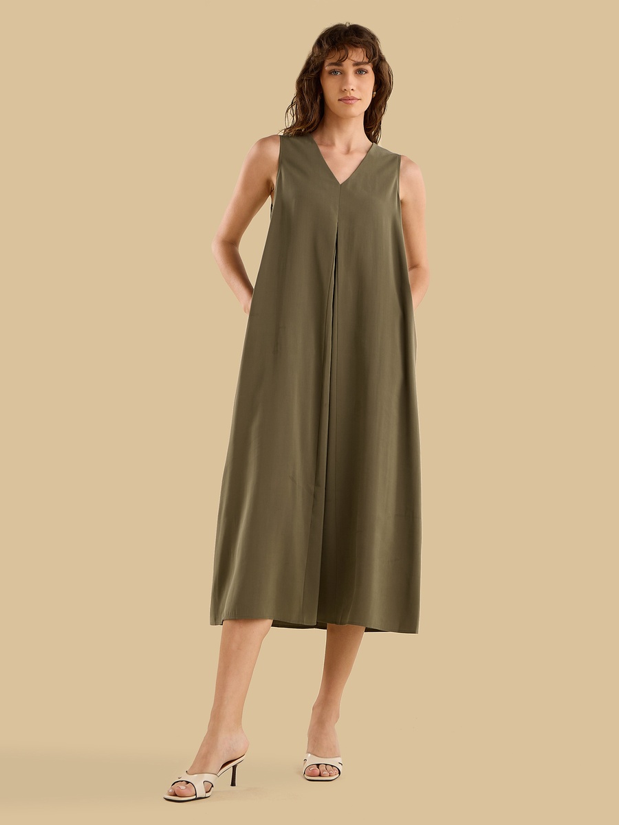 Cupro Sleeveless Midi Dress