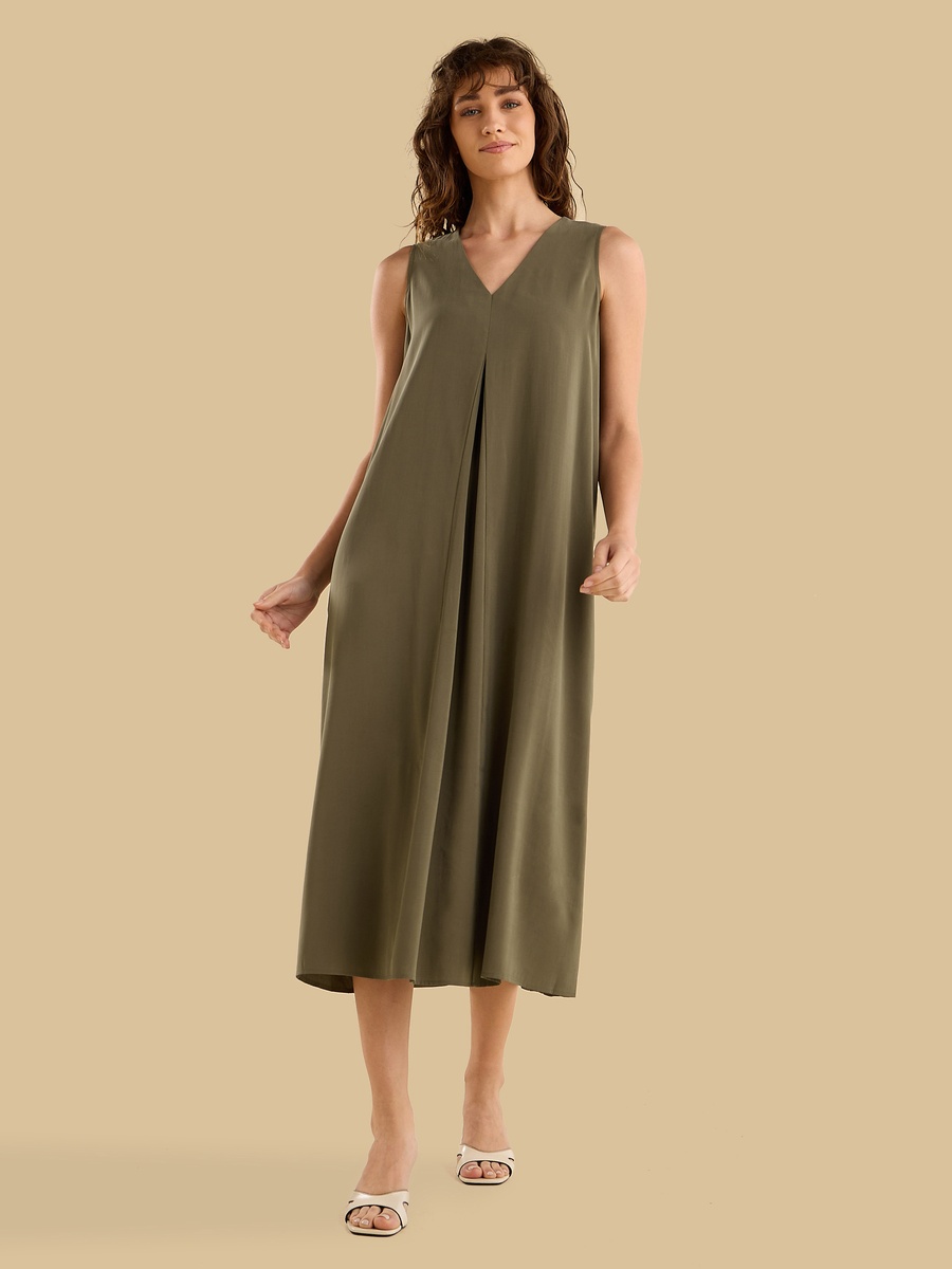 Cupro Sleeveless Midi Dress