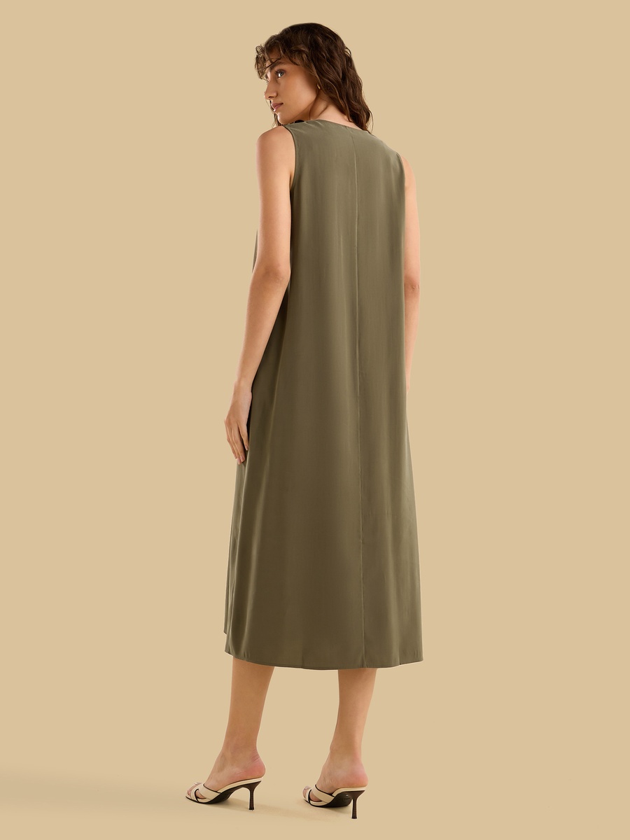 Cupro Sleeveless Midi Dress