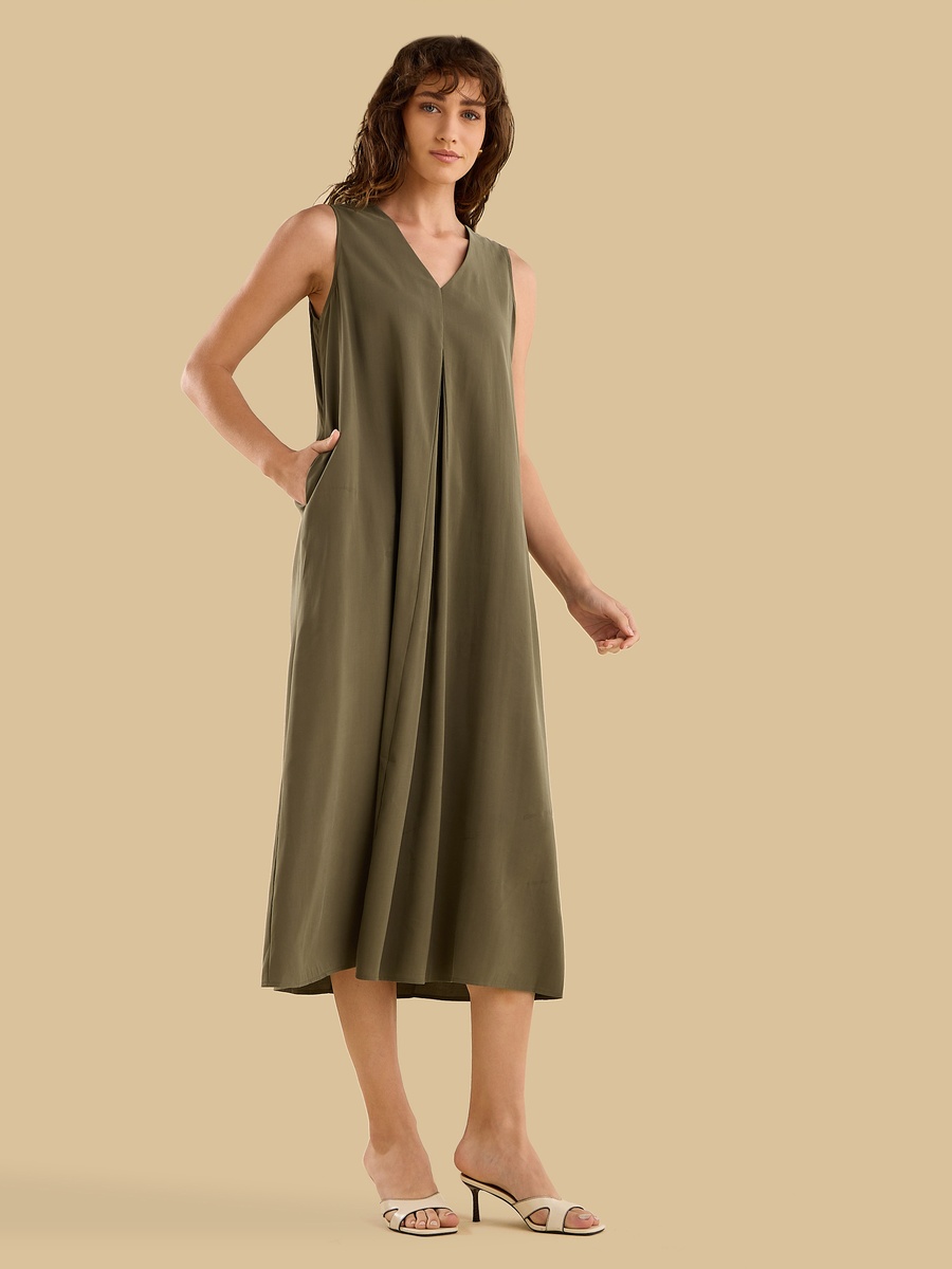 Cupro Sleeveless Midi Dress