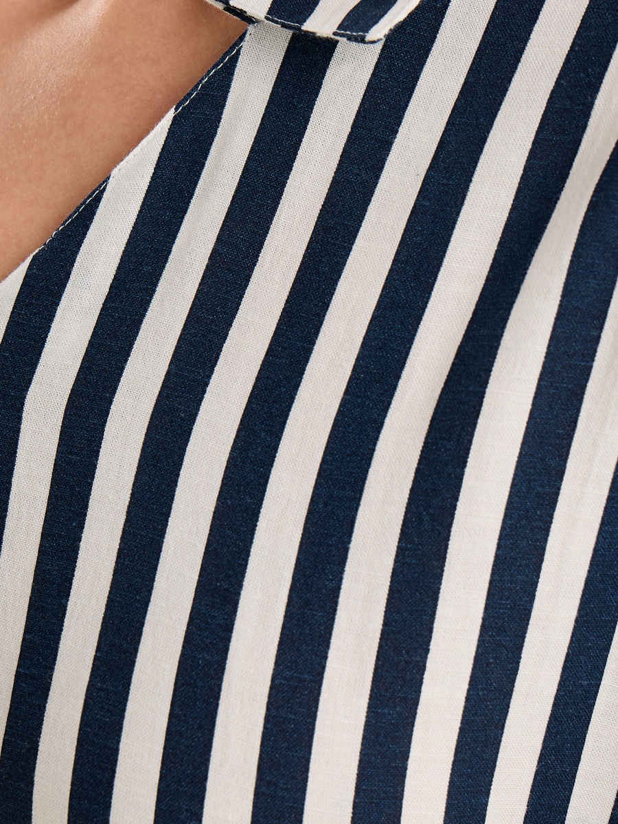 Striped Linen Blend Shirt Dress with Belt