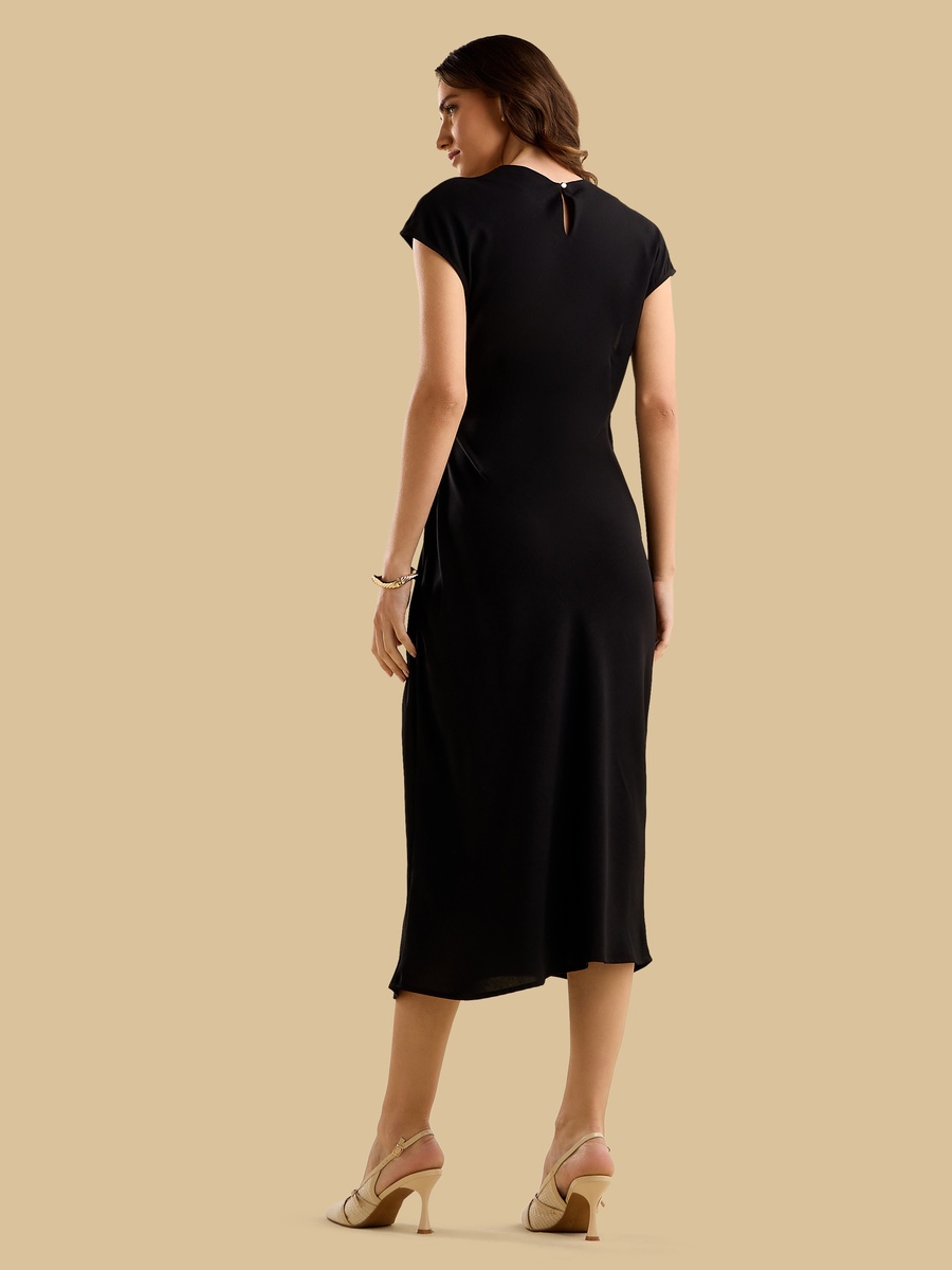 Side Tie Sleeveless Midi Dress