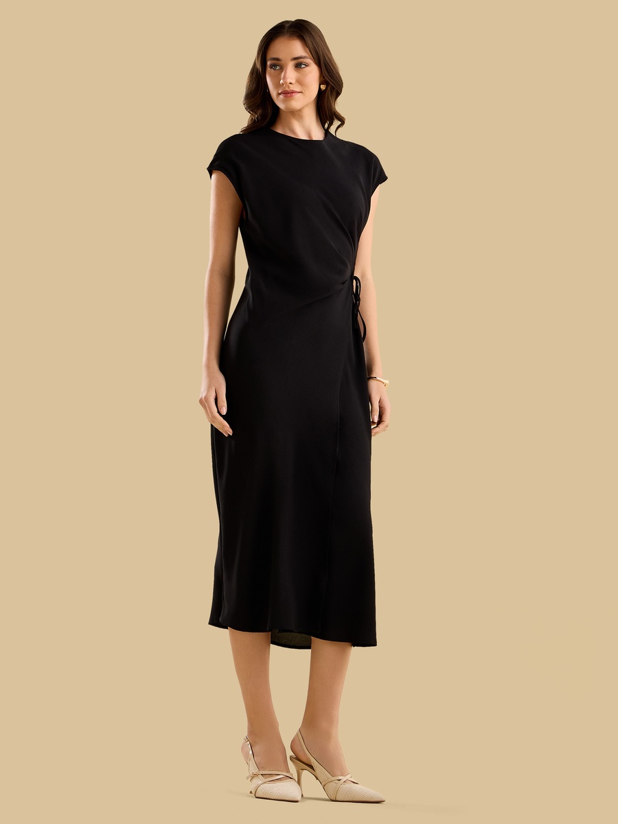 Side Tie Sleeveless Midi Dress