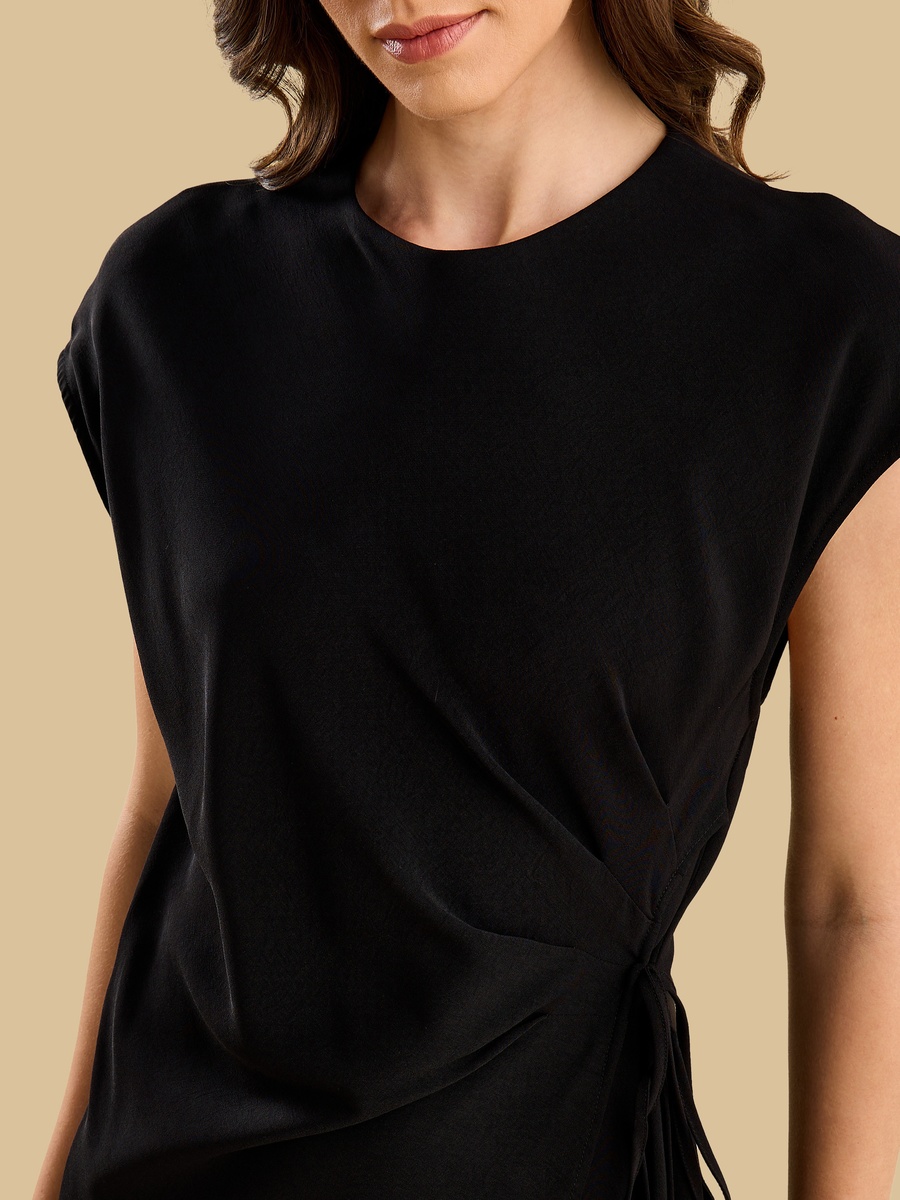 Side Tie Sleeveless Midi Dress