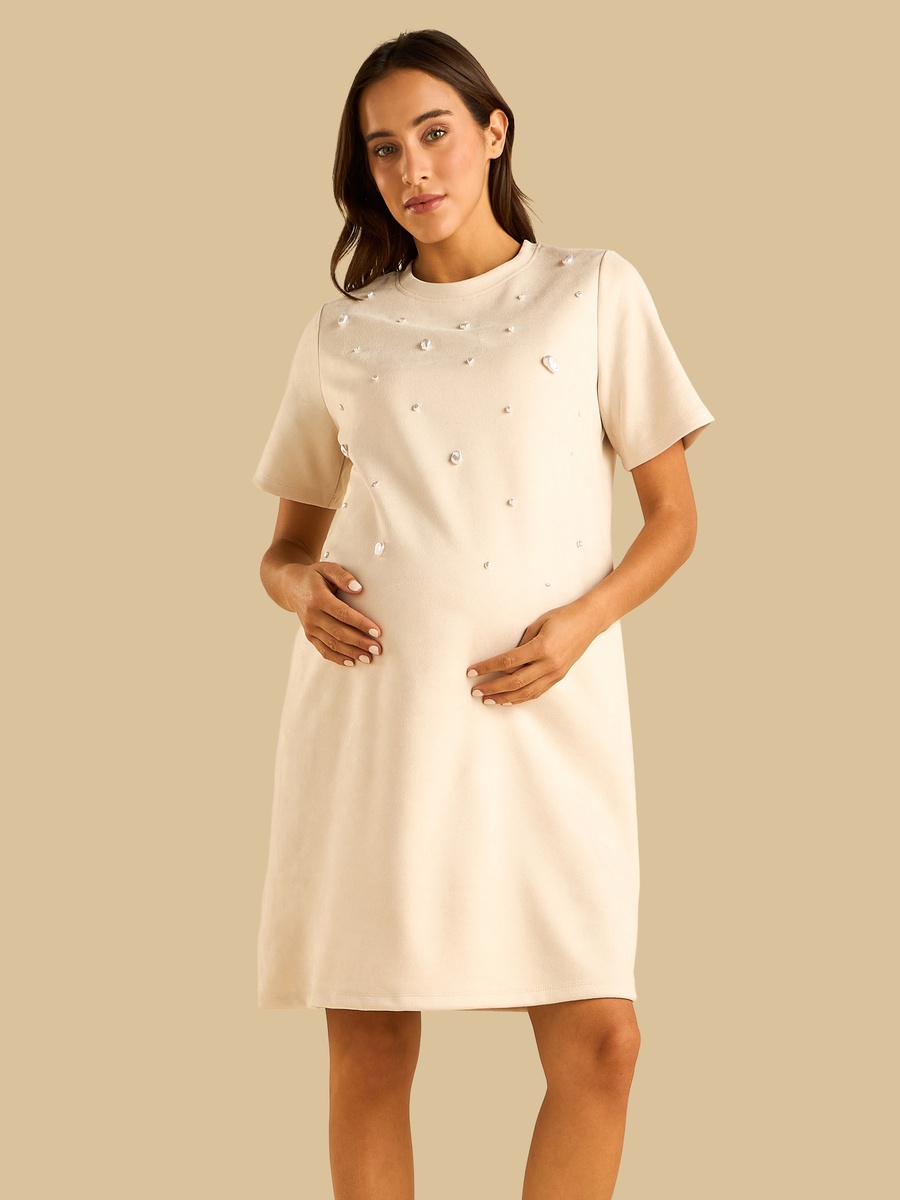 Embellished Maternity T-Shirt Dress