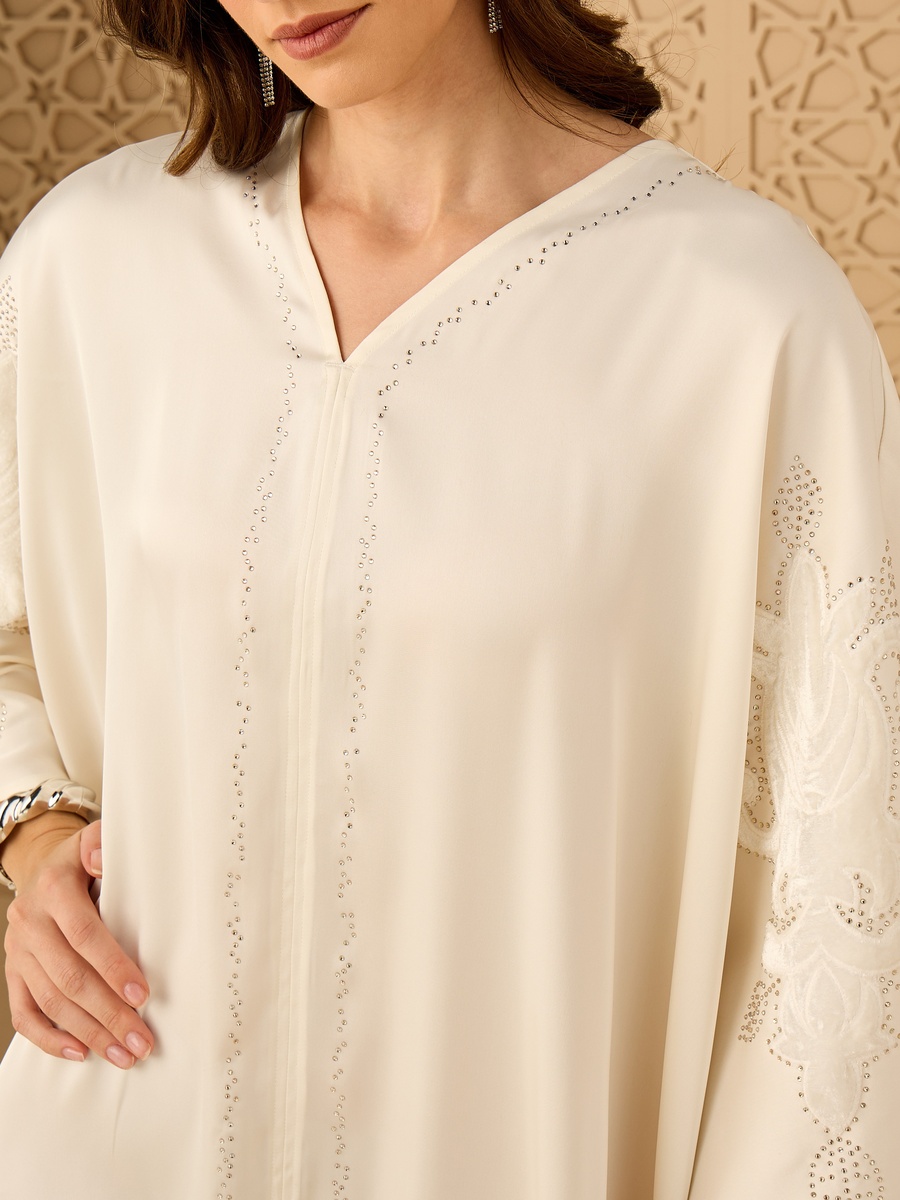 Embellished V Neck Kaftan Dress