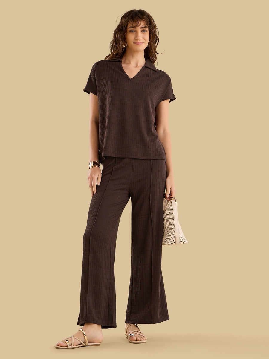 Textured Wide Leg Pants