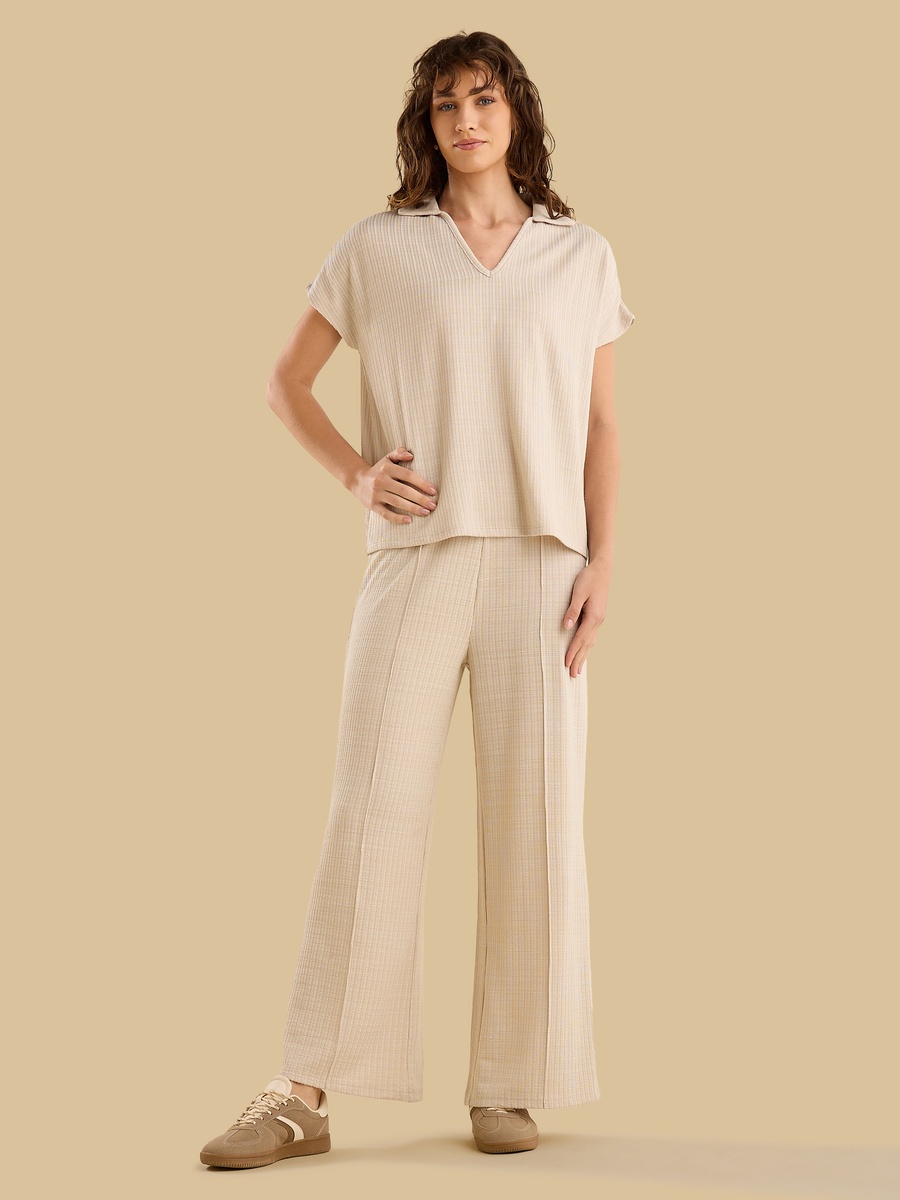 Textured Wide Leg Pants