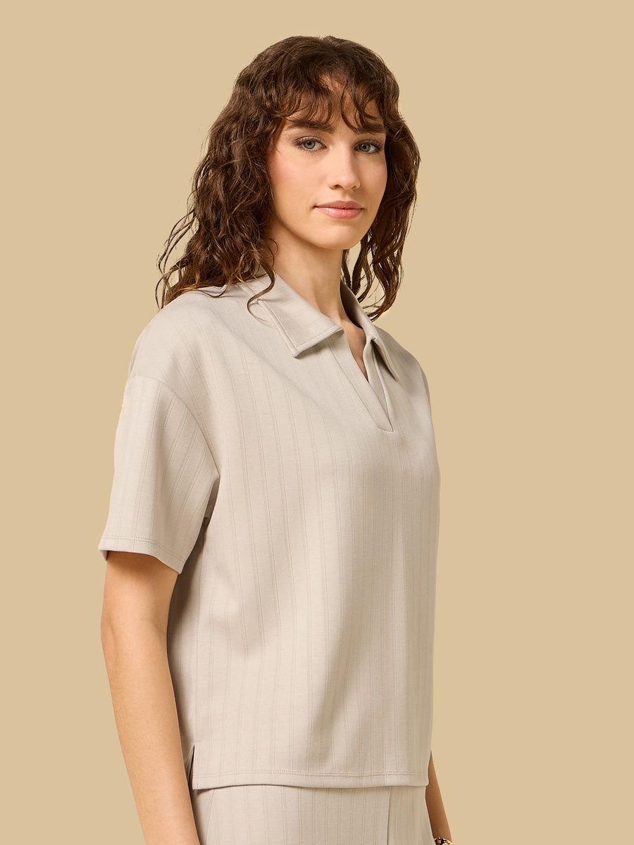 Striped Johnny Collar Top