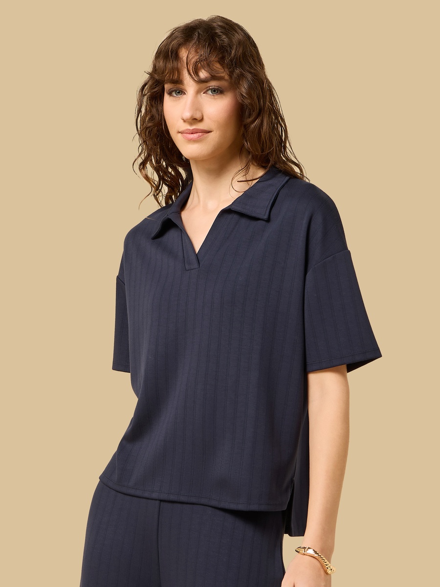 Striped Johnny Collar Top