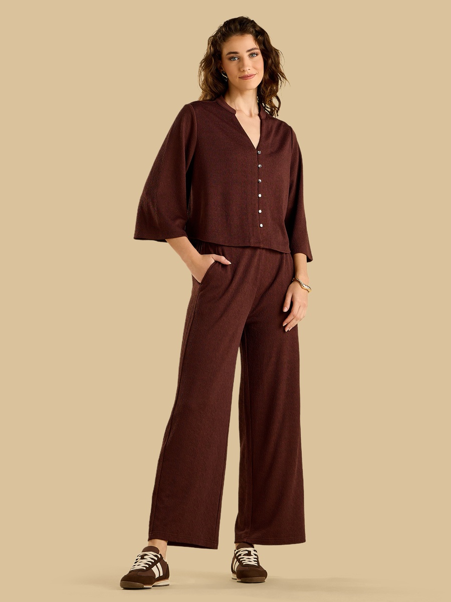 Textured Wide Leg Pants