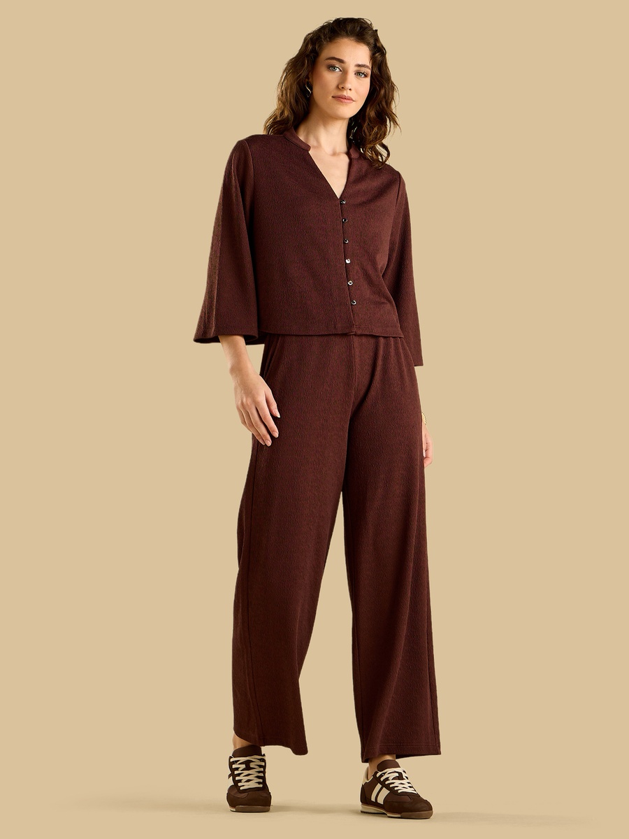 Textured Wide Leg Pants