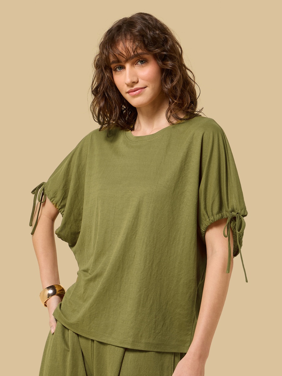 Extended Sleeves Top with Tie-Up