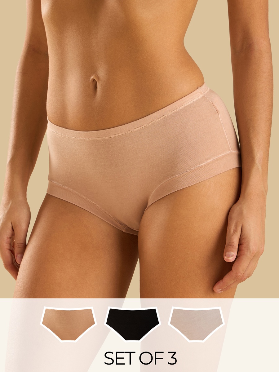 Pack of 3 - Plain Modal Midi Briefs