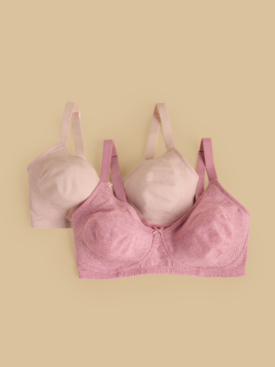 Pack of 2 - Plain Non-Padded Cotton Bra