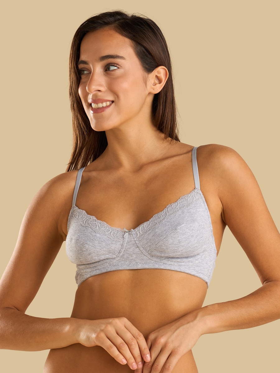 Pack of 2 - Lace Trim Non-Padded Non-Wired Bra