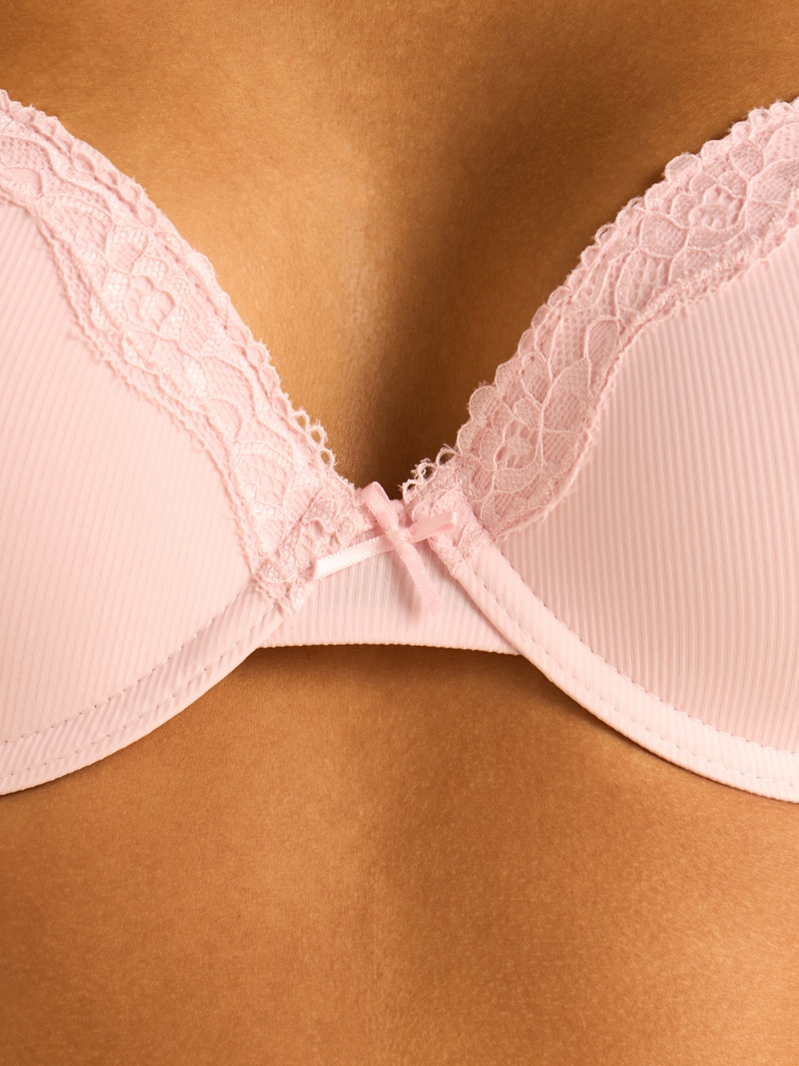 Pack of 2 - Lace Trim Padded Wired Plunge Bra