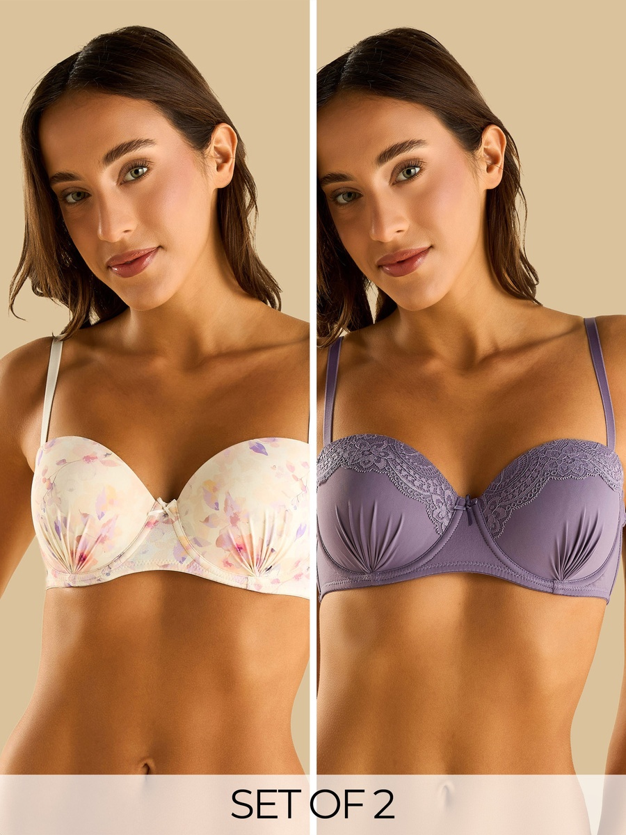 Pack of 2 - Assorted Padded Wired Balconette Bra