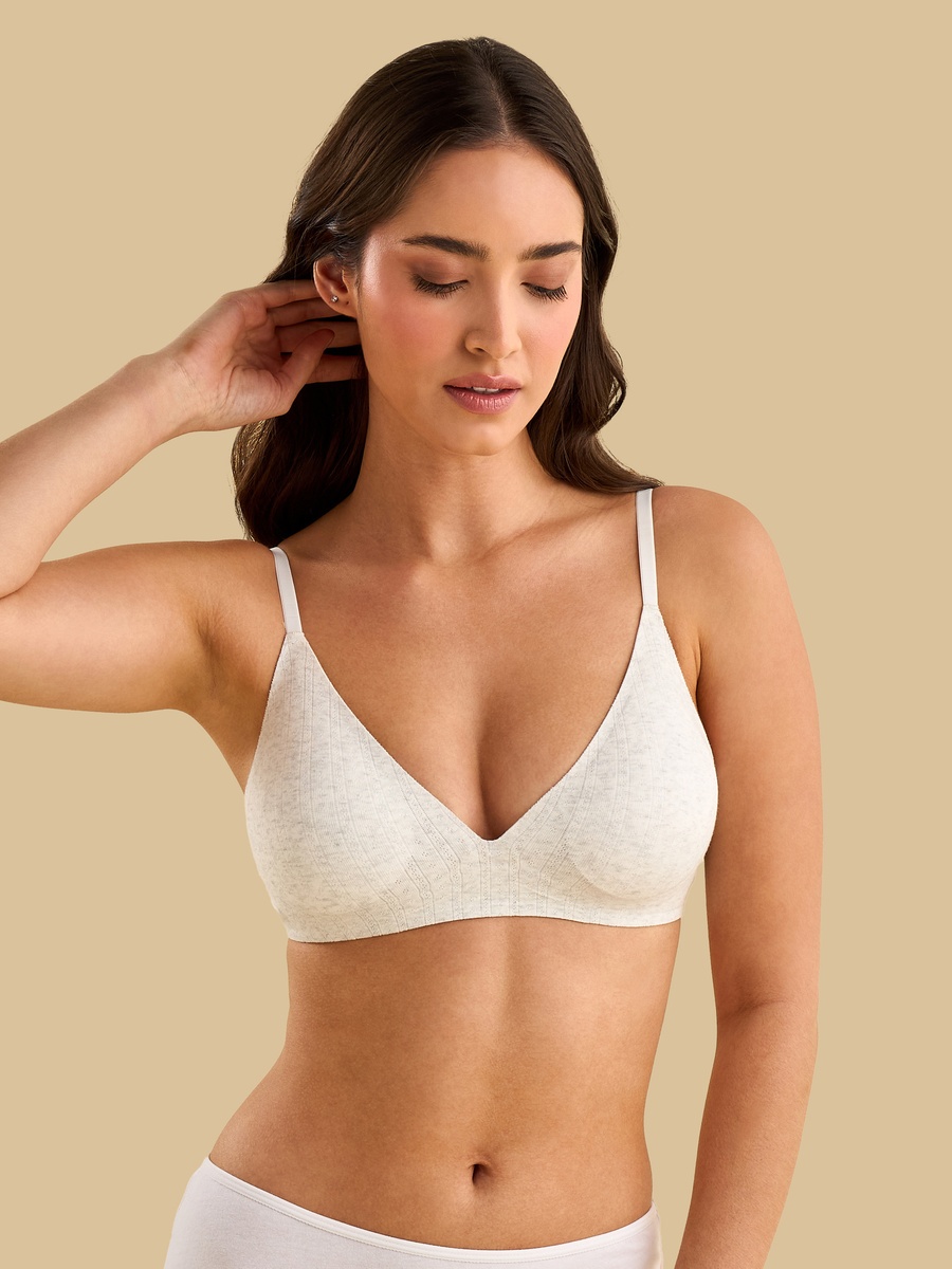 Pointelle Textured Padded Non-Wired Comfort Bra