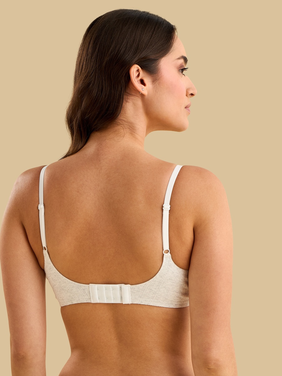 Pointelle Textured Padded Non-Wired Comfort Bra
