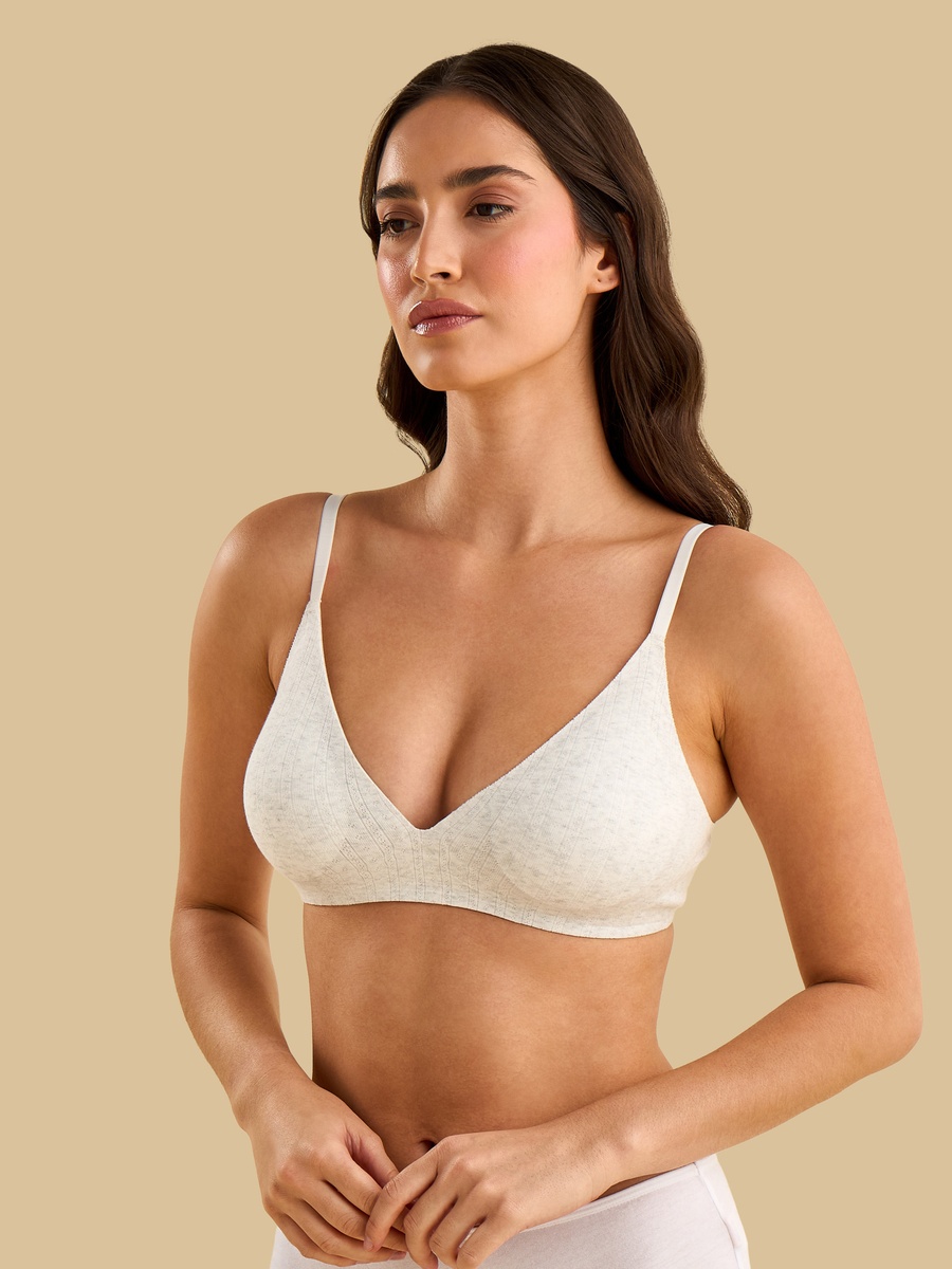 Pointelle Textured Padded Non-Wired Comfort Bra