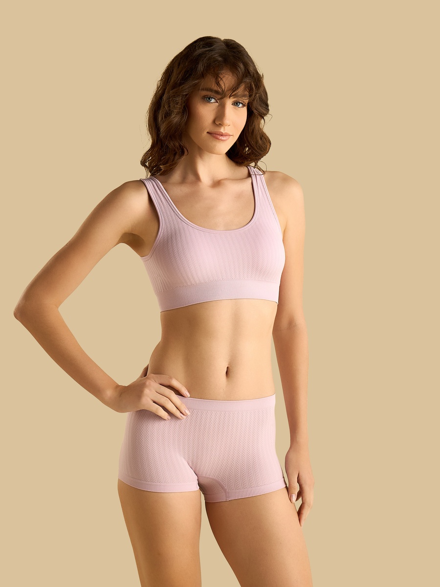 Textured Non-Wired Scoop Neck Crop Top