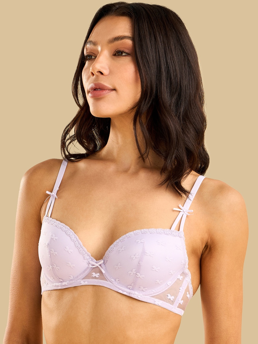 Butterfly Mesh Push-Up Wired Demi Bra