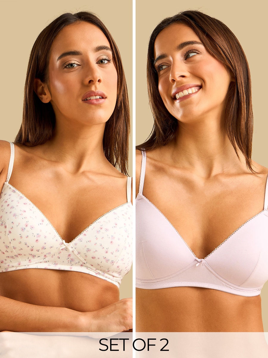 Pack of 2 - Assorted Padded Non-Wired A-frame Bra