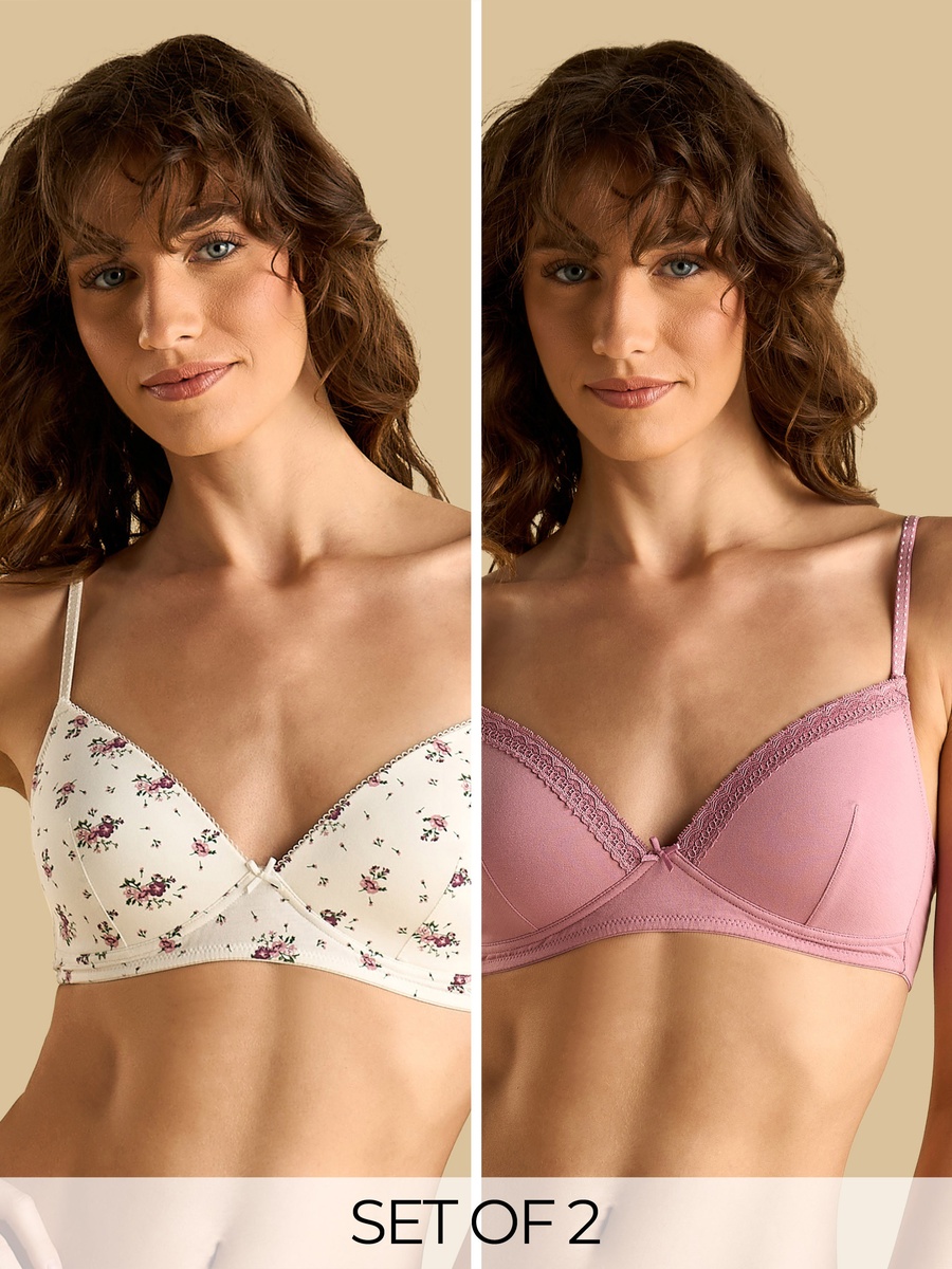 Pack of 2 - Assorted Cotton A-Frame Bra