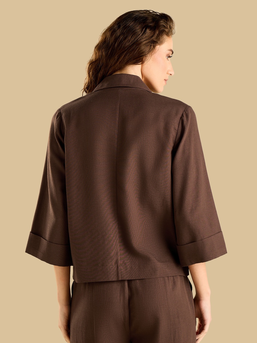 Double Breasted Linen Blend Blazer