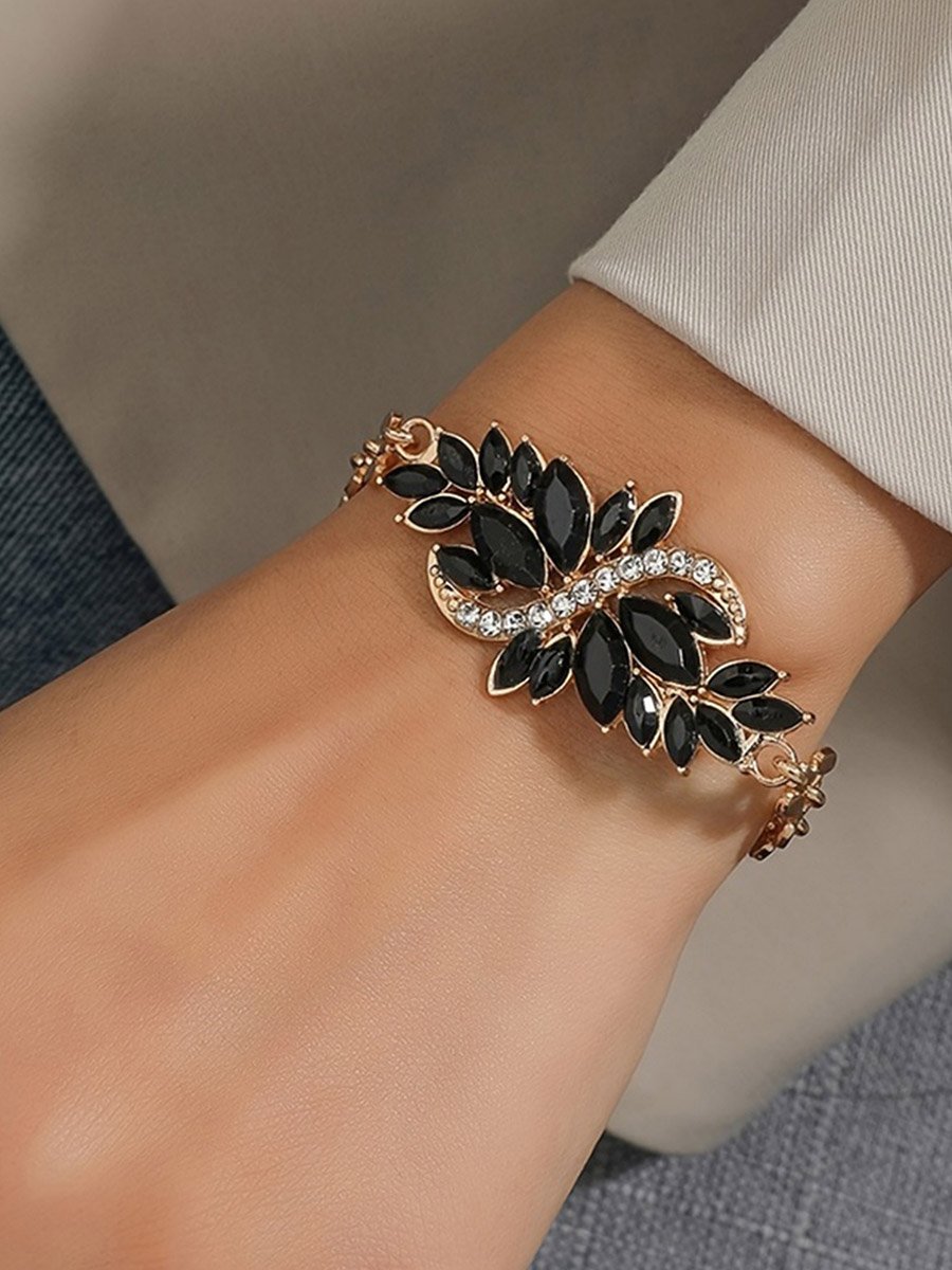 Leaf Crystal Link Bracelet