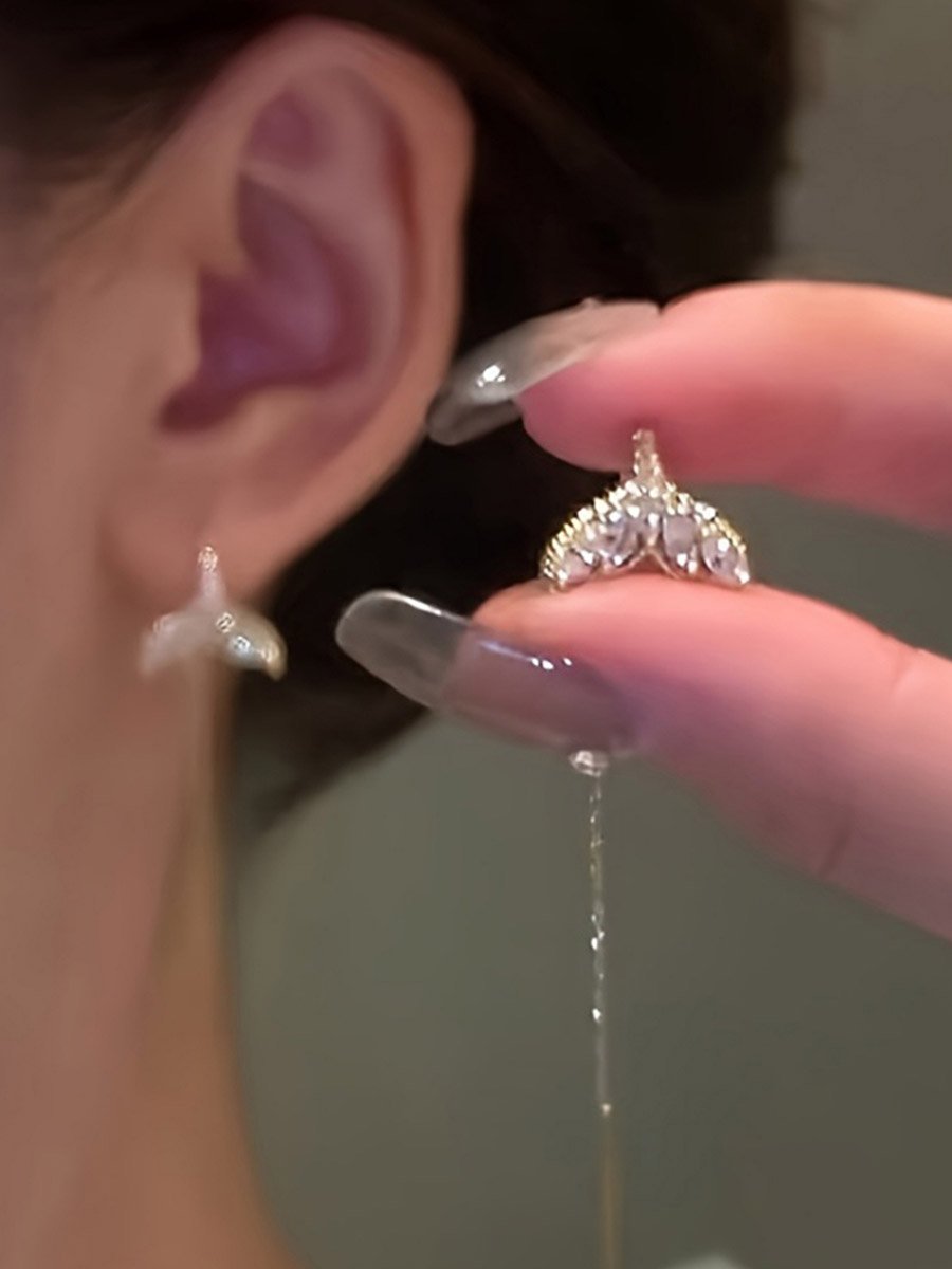 Rhinestone Mermaid Tail Earrings