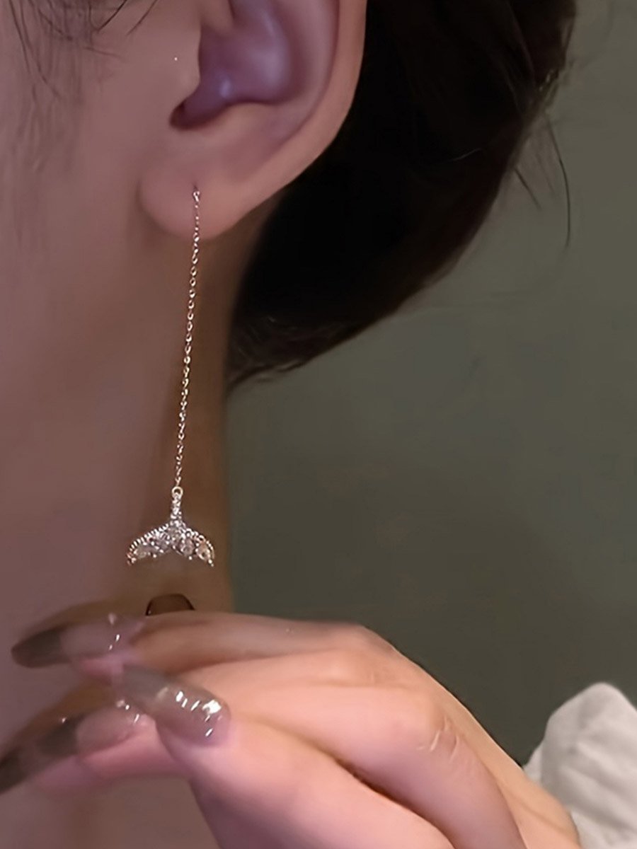 Rhinestone Mermaid Tail Earrings