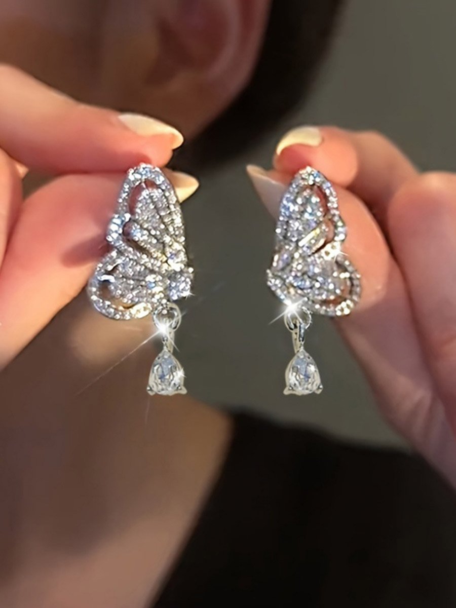 Rhinestone Butterfly Earrings