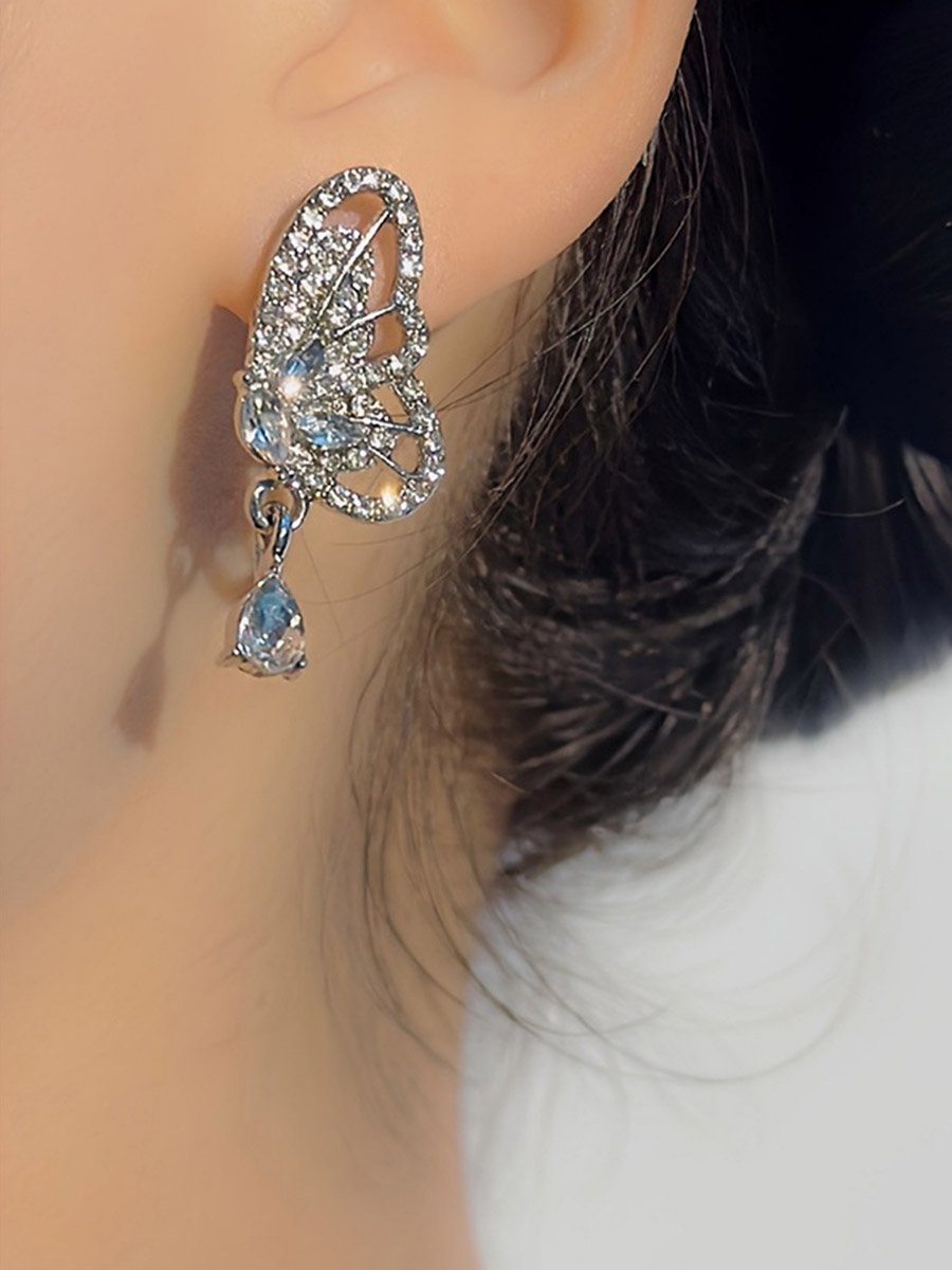 Rhinestone Butterfly Earrings