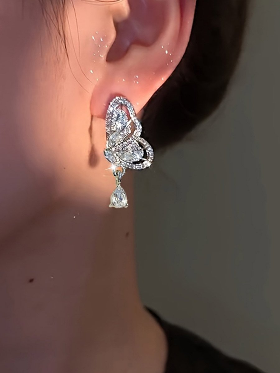 Rhinestone Butterfly Earrings