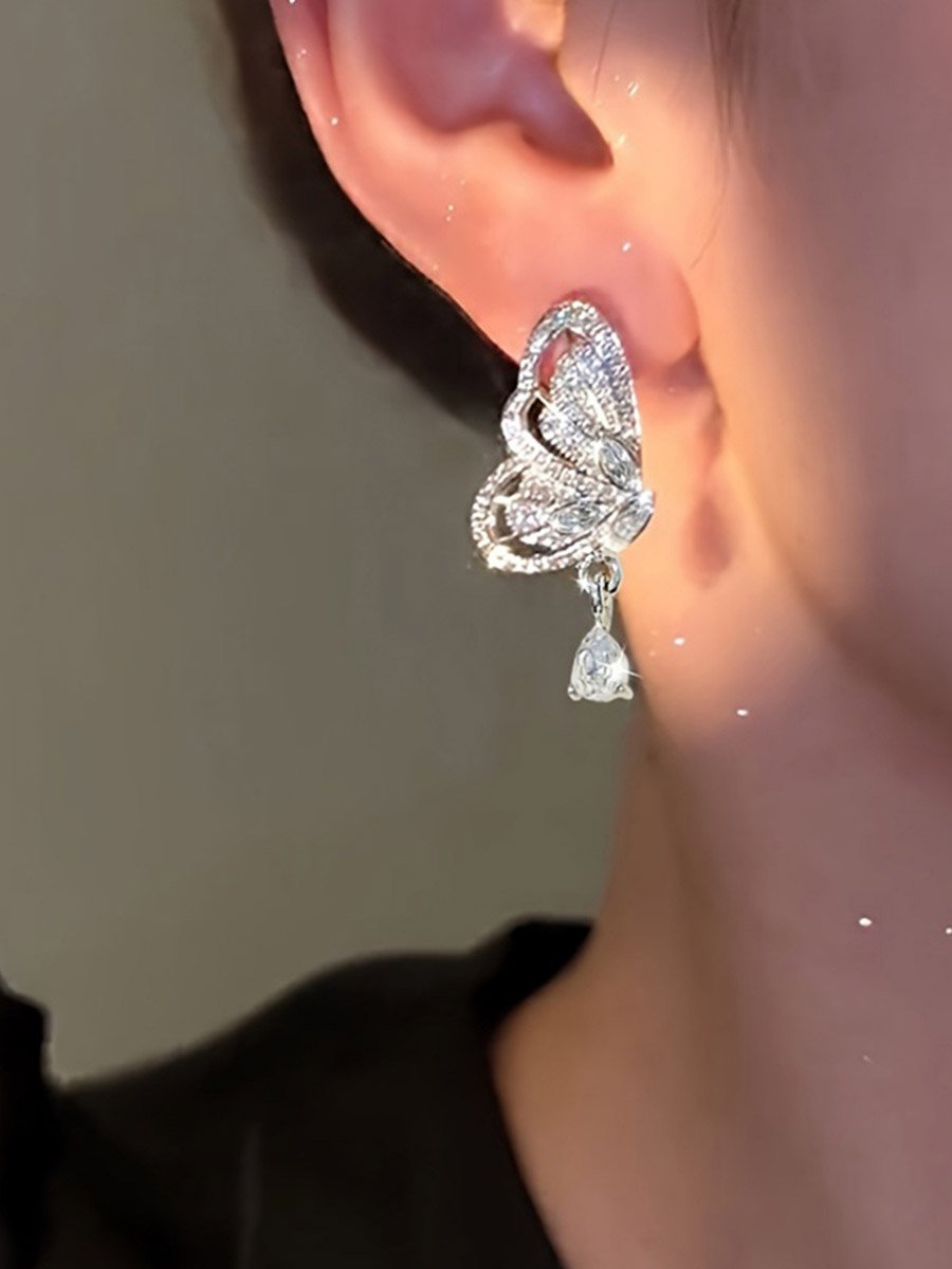 Rhinestone Butterfly Earrings