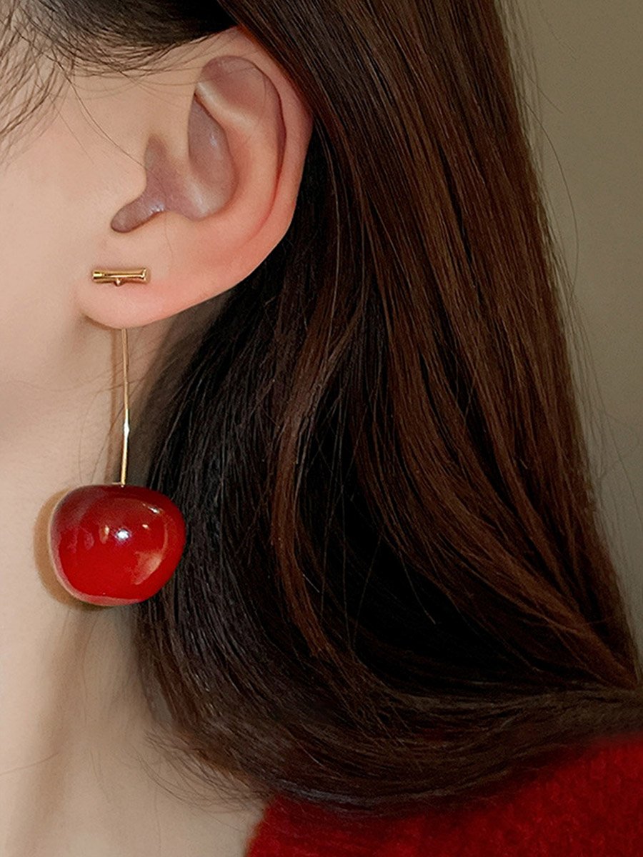 Red Cherry Dangle Earrings