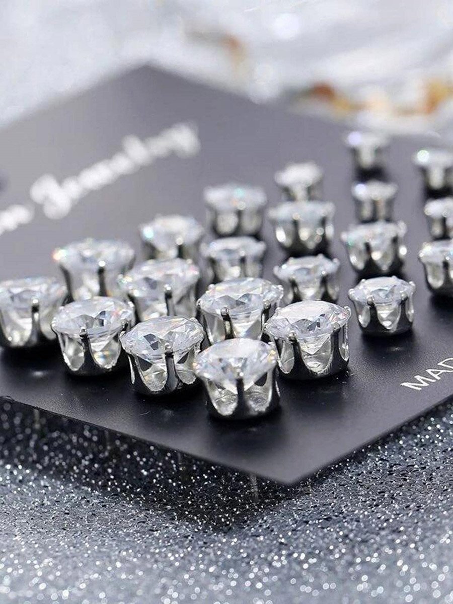 Set of 12 - Crystal Stud Earrings