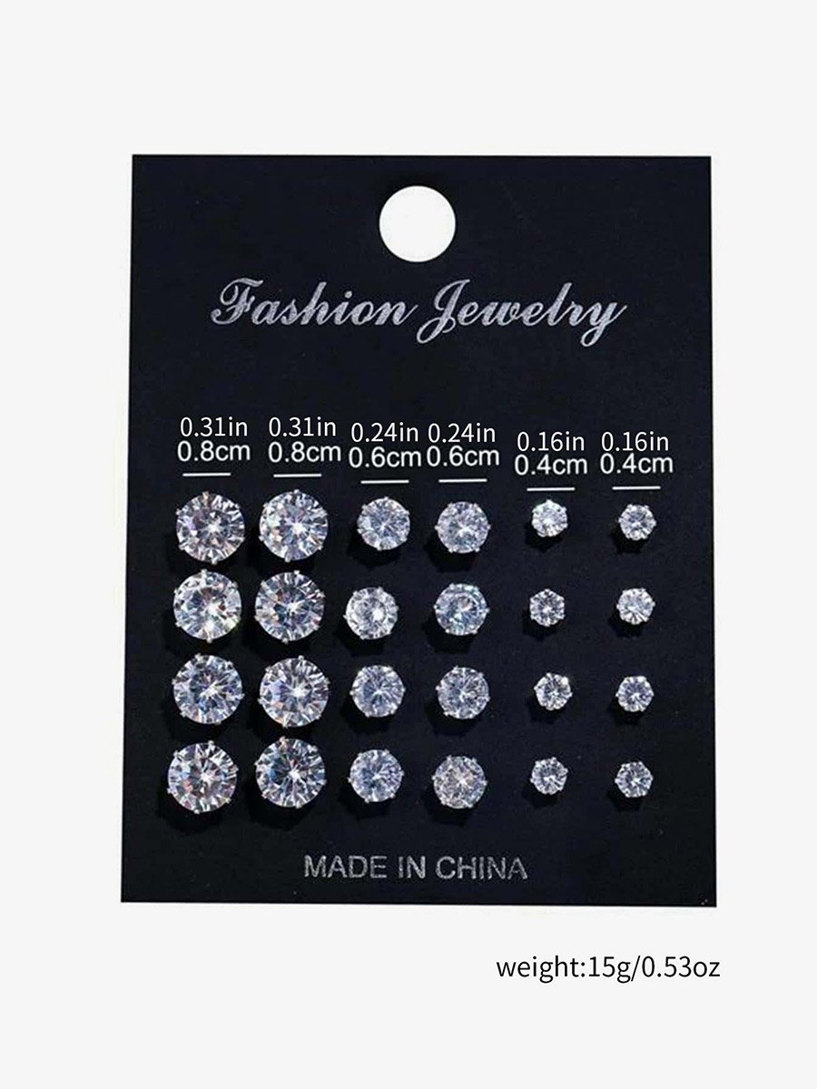 Set of 12 - Crystal Stud Earrings