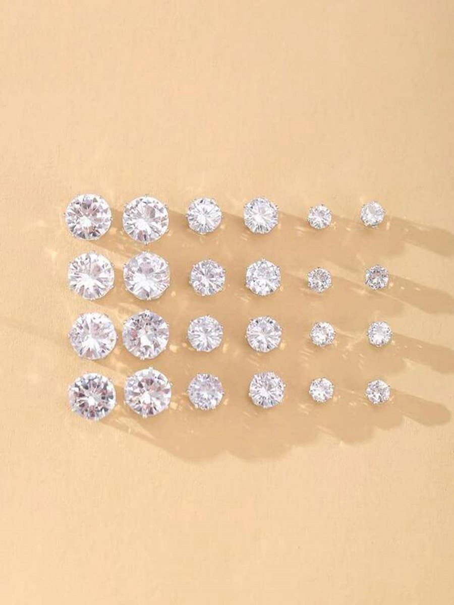 Set of 12 - Crystal Stud Earrings