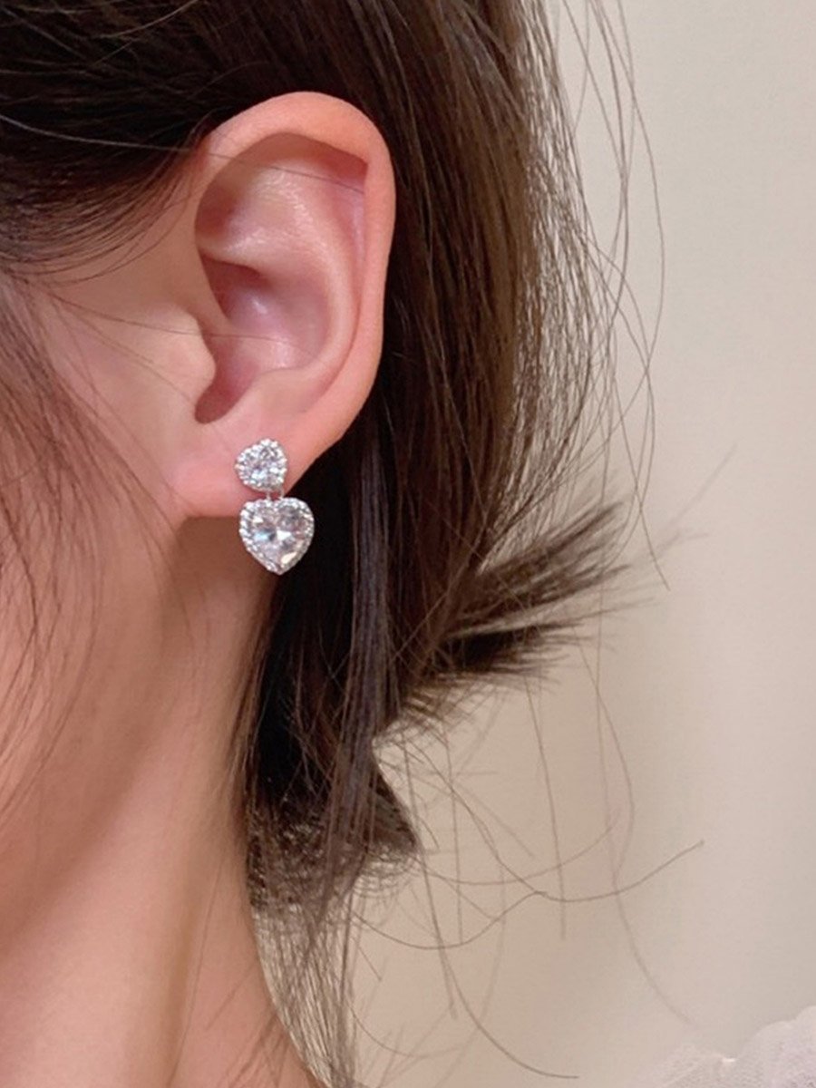 Crystal Heart Dangle Earrings