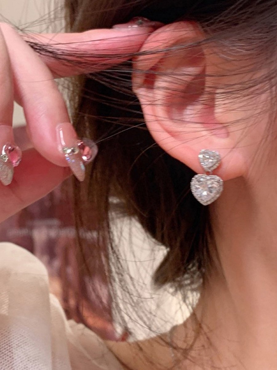 Crystal Heart Dangle Earrings